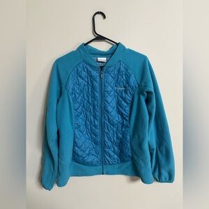 Columbia Warmer Days Quilted Fleece Jacket Full Zip Up Teal Size Large